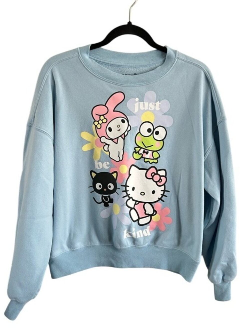 Hello Kitty Sanrio Light Blue Graphic Sweatshirt Kuromi My Melody Chococat Med